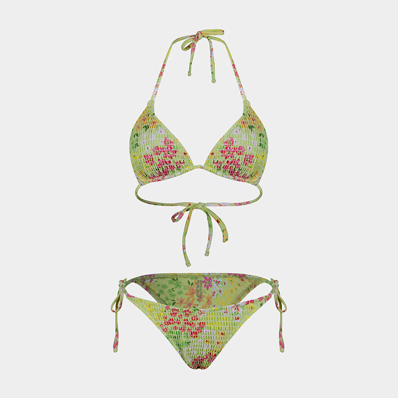 Printed Bikini Three Piece Gauze Skirt Split Sexy Vacation Bikini Swimsuit Bella Mia