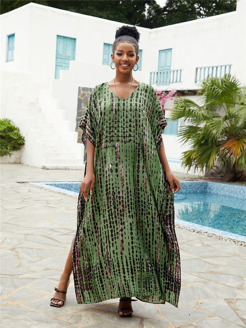 Printed Beach Blouse Loose Robe Vacation Sun Protection Shirt Swimsuit Blouse Bella Mia