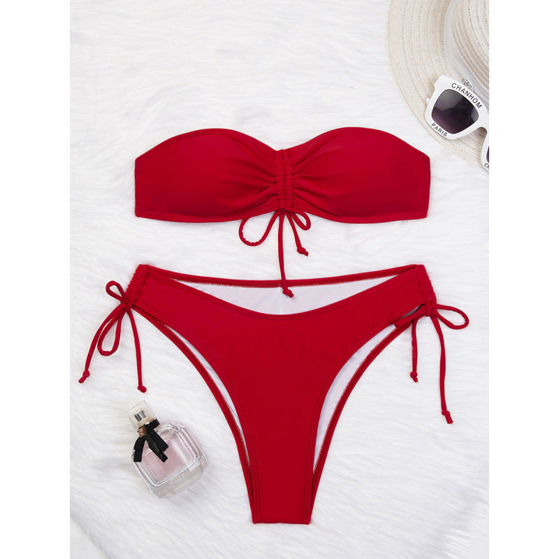 Split Swimsuit Women Tube Top Swimsuit Solid Color Bikini Sexy Bikini Swimsuit Bella Mia