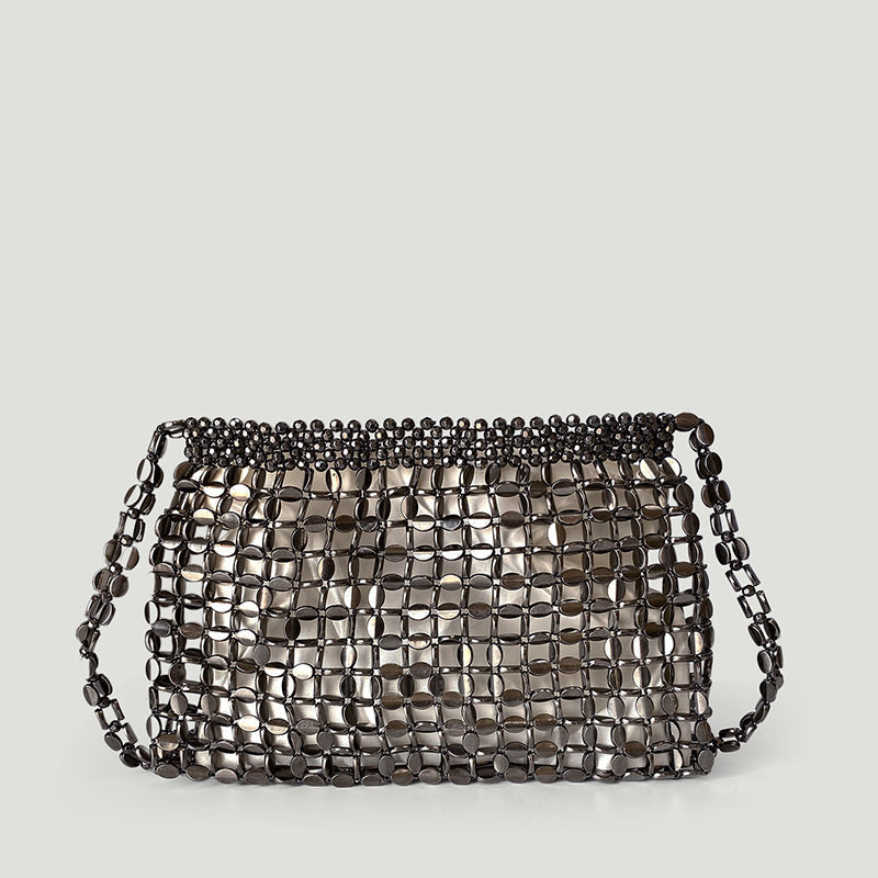 Dumpling Bag Retro Shiny Metallic Sequin Bag Hand Woven Shoulder Bag Travel Holiday Underarm Bag Bella Mia