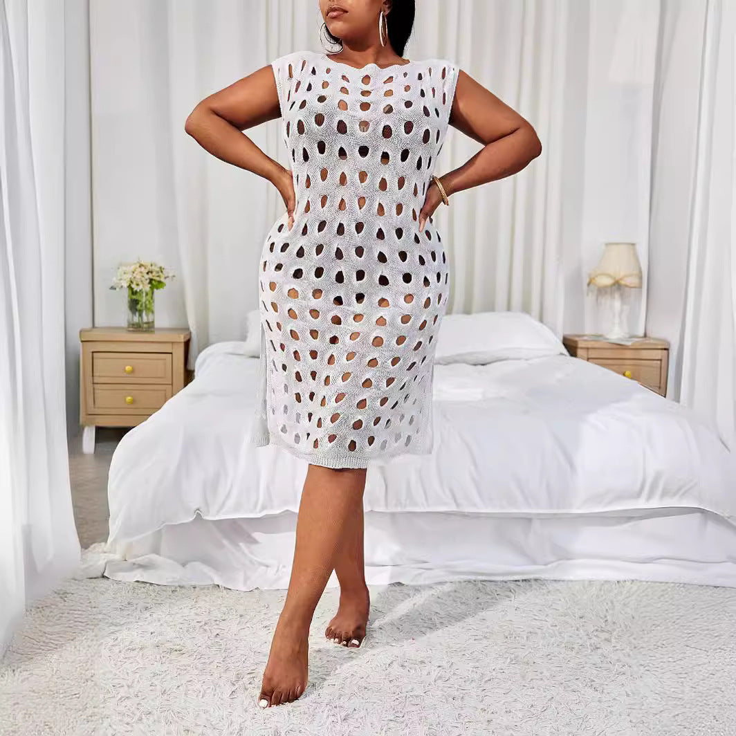 Sweater Summer Woolen Blouse Hollow Out Cutout out Women Clothing Sleeveless Knitwear Custom Bella Mia