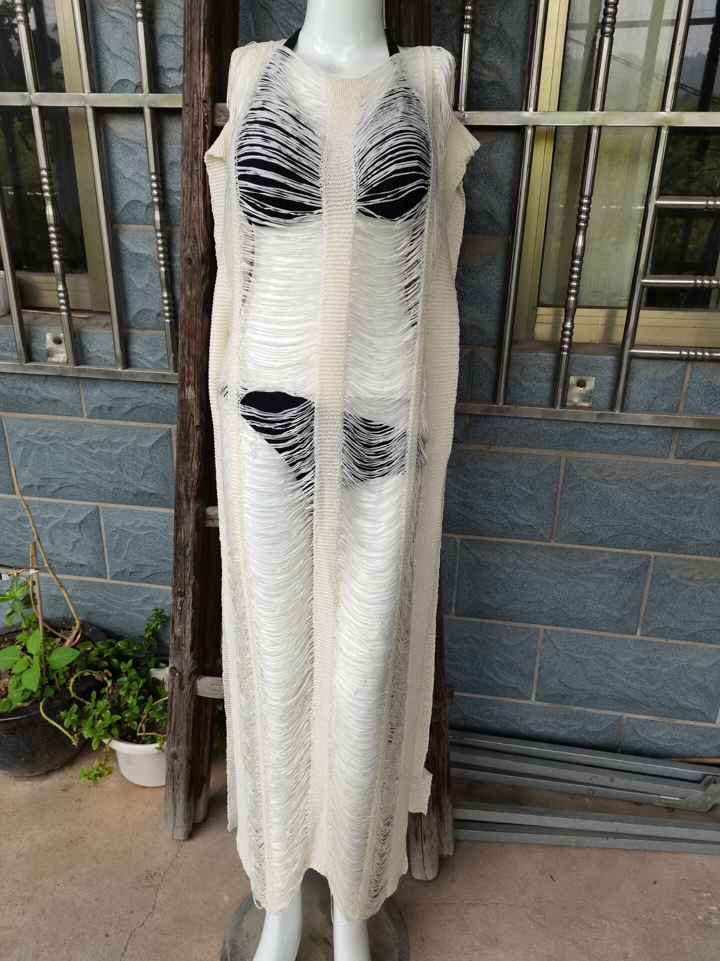 Knitted Hollow Out Cutout Robe Vacation Casual Beach Bikini Cover