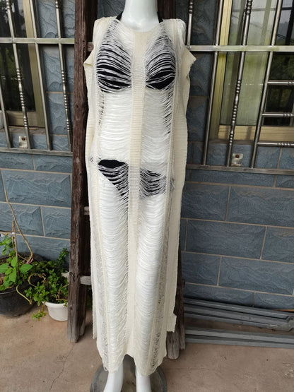 Knitted Hollow Out Cutout Robe Vacation Casual Beach Bikini Cover
