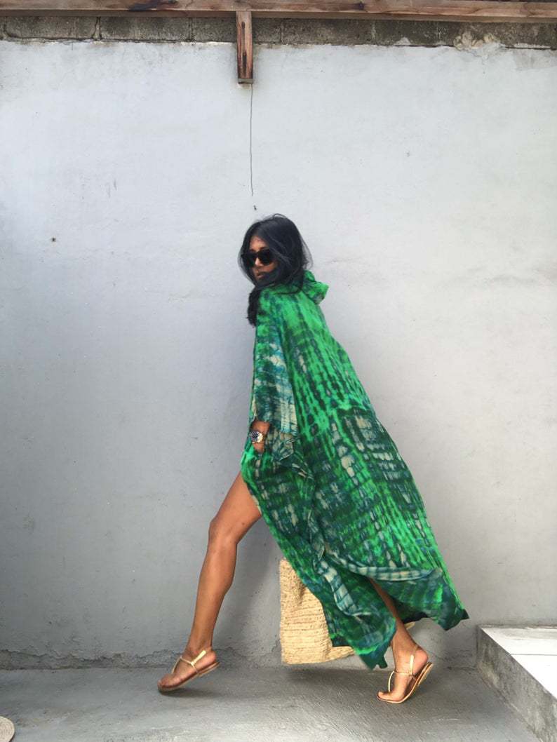 Sunscreen Cardigan Hooded Printed Long Sleeve Long Beach Vacation Swimsuit Outwear Blouse Bella Mia