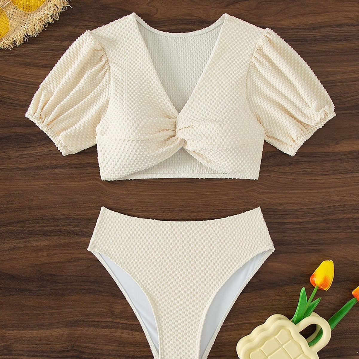 Solid Color Snake Cloth Shoulder High Waist Bikini Sexy Swimsuit for Women Bella Mia