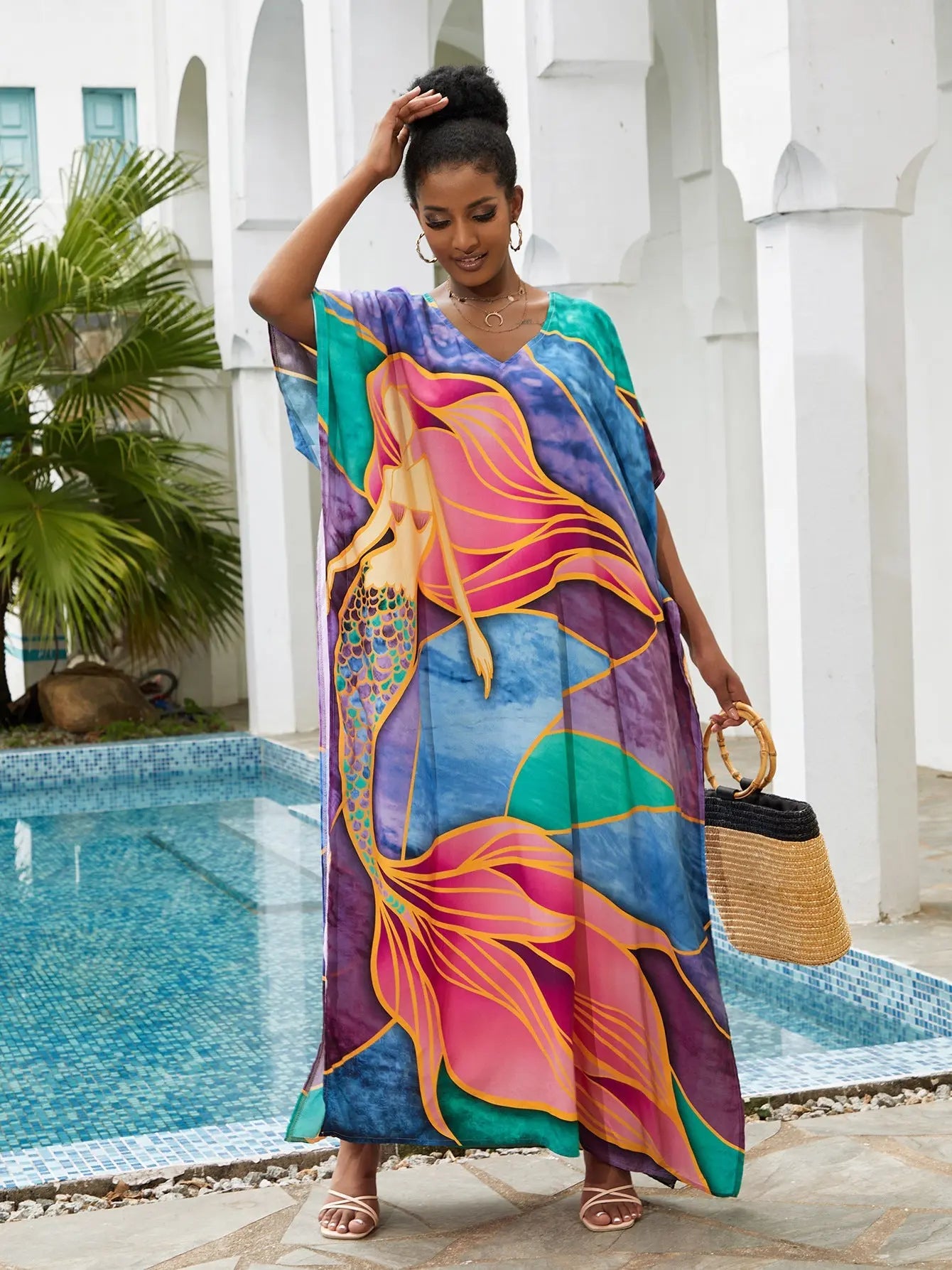 Beach Cover up Loose Robe Vacation Maxi Dress Swimsuit Outwear Women Bella Mia