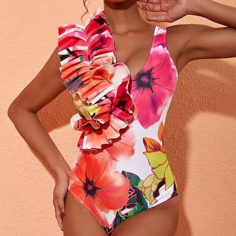 Sexy Swimsuit Women Bikini Flounce Printed Swimsuit Bikini Mesh Maxi Dress Bella Mia