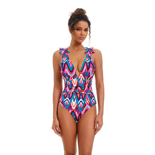 Spring Sexy Swimsuit Women Conservative Printed Swimsuit Wrap Skirt Set Bella Mia