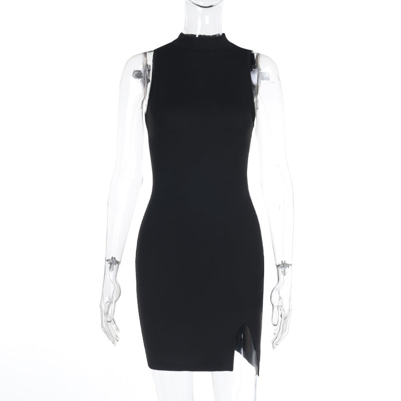 Spring Dress Socialite Sexy Slim Basic Split Vest Dress