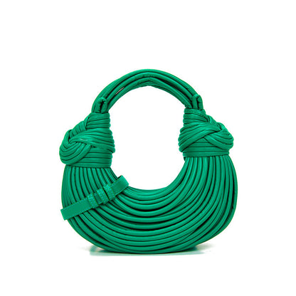 Hand Woven Faux Leather Portable Crescent Women Bag Knotted Noodles Bag Hand Carrying Cloud Underarm Bag