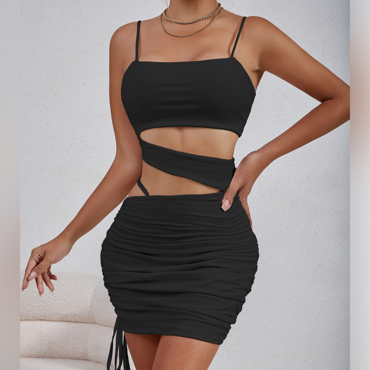 Summer Women Clothes Sexy Hollow Out Cutout out Camisole Pleated Dress Bella Mia