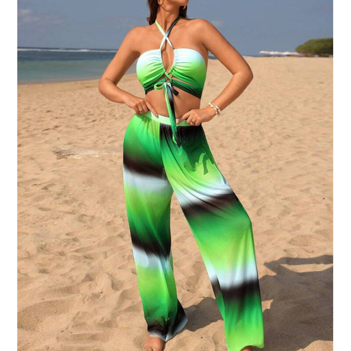 Sexy Printed Mesh Trousers Three Piece Swimsuit Set Bella Mia
