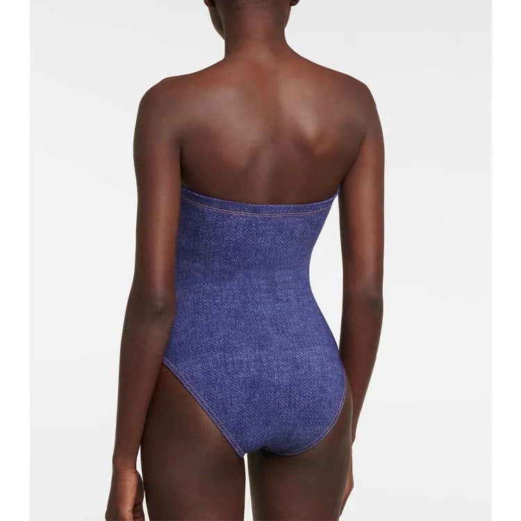 【MOQ-5 packs】 Cowboy Siamese Women Swimsuit European French Retro Cover Belly Slimming Swimsuit Vacation Beach Dress Bella Mia