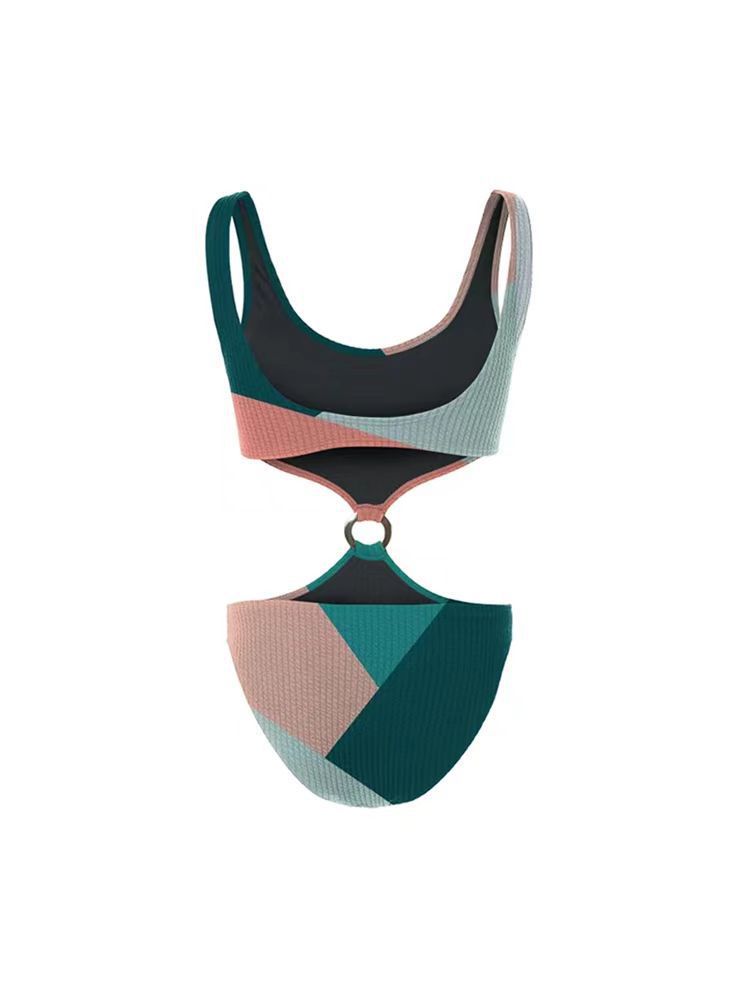 Contrast Color One Piece Bikini Two Piece Set Wishi Mesh Gauze Skirt Vacation Swimwear Bella Mia