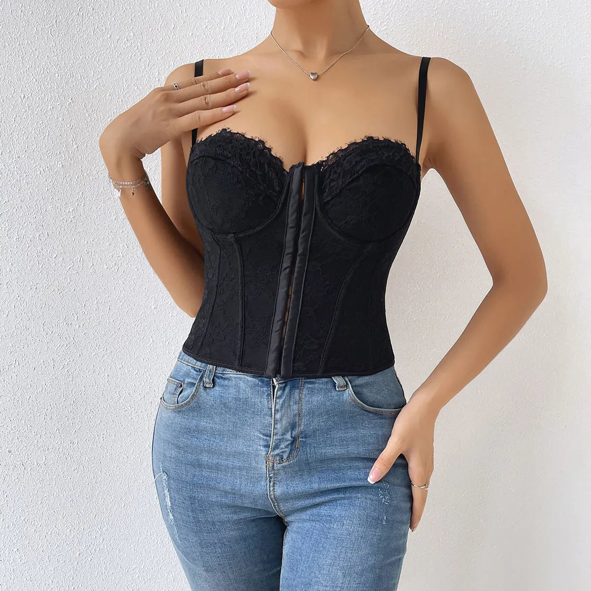 Sexy Solid Color Lace Boning Corset Camis With Backless Design Bella Mia