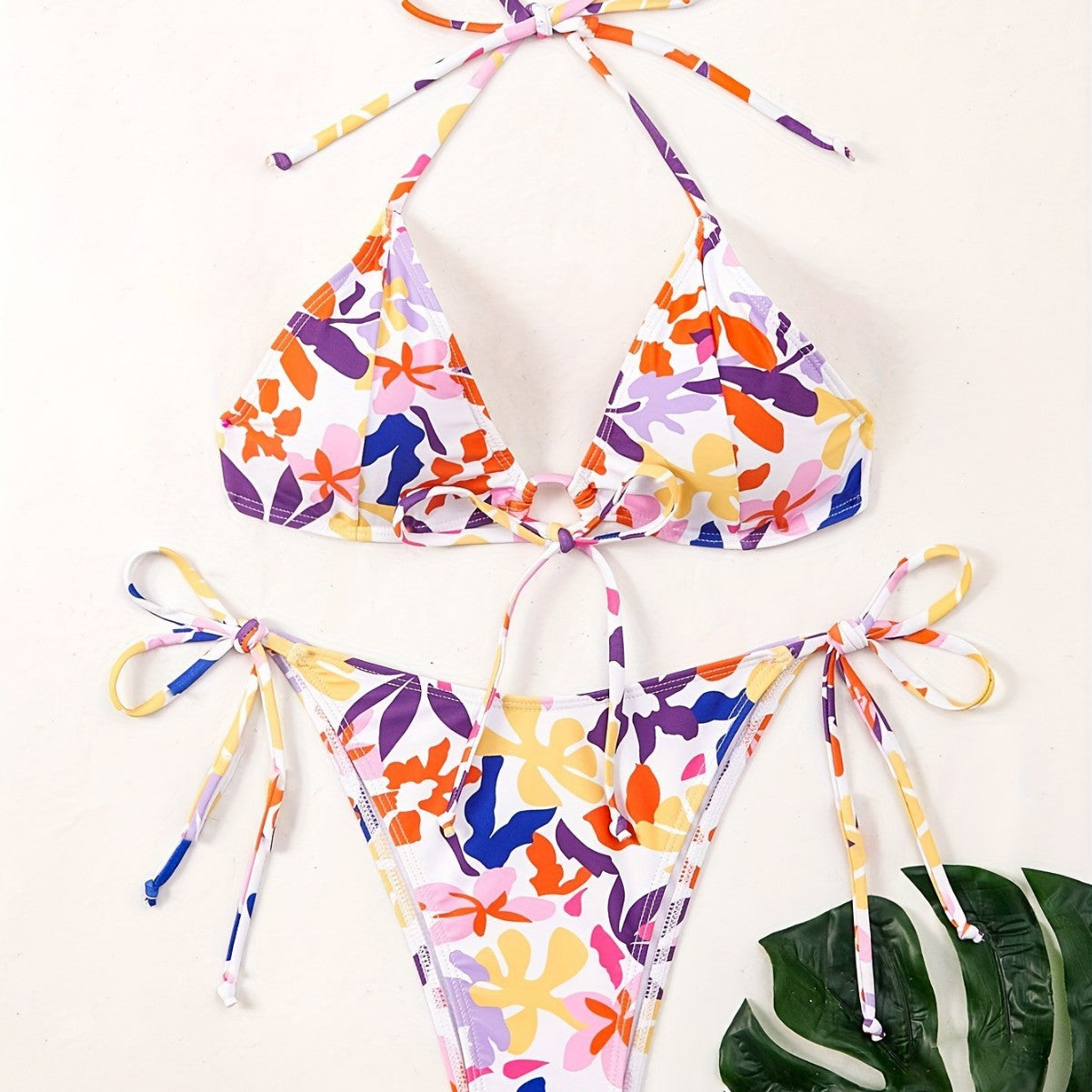 Women Clothing Big Floral Print Halter Sexy Push up Swimsuit Women Bikini Bella Mia