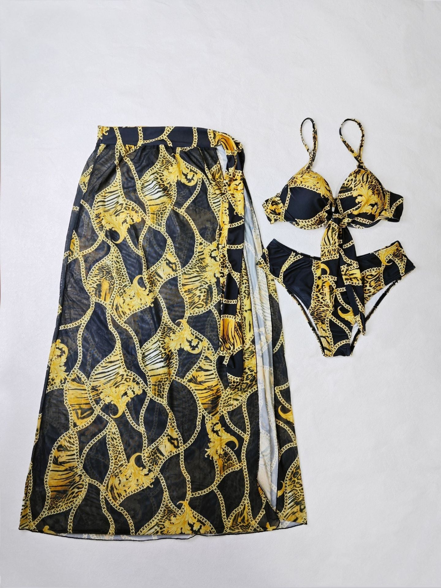 Women Swimwear Color Printed Three Piece Set Bikini Bella Mia