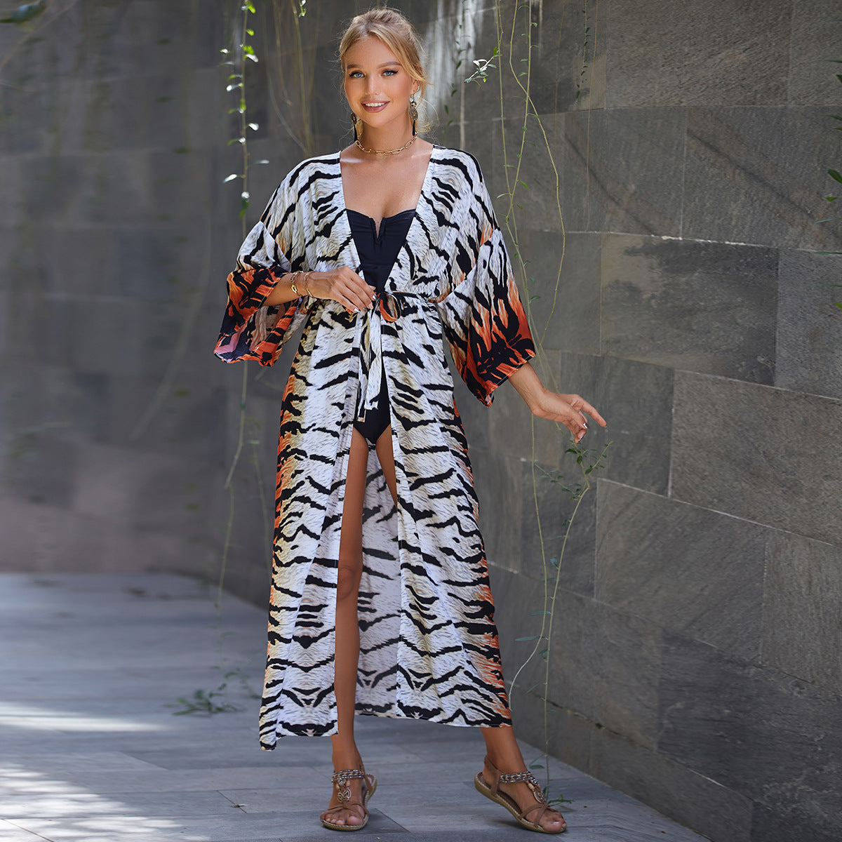 Rayon Belt Beach Cover up Sun Protective Blouse Sun Protection Cardigan Women Swimsuit Bikini Cover up Bella Mia