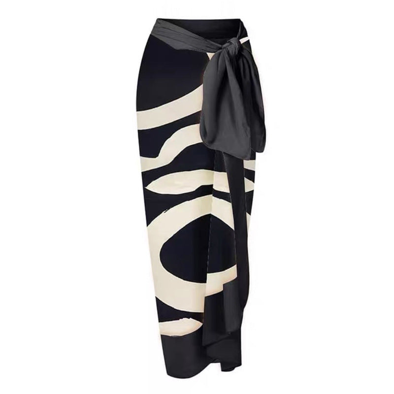 Retro One Piece Swimsuit Women Deep V Plunge Lace up Chiffon Skirt Set Bella Mia