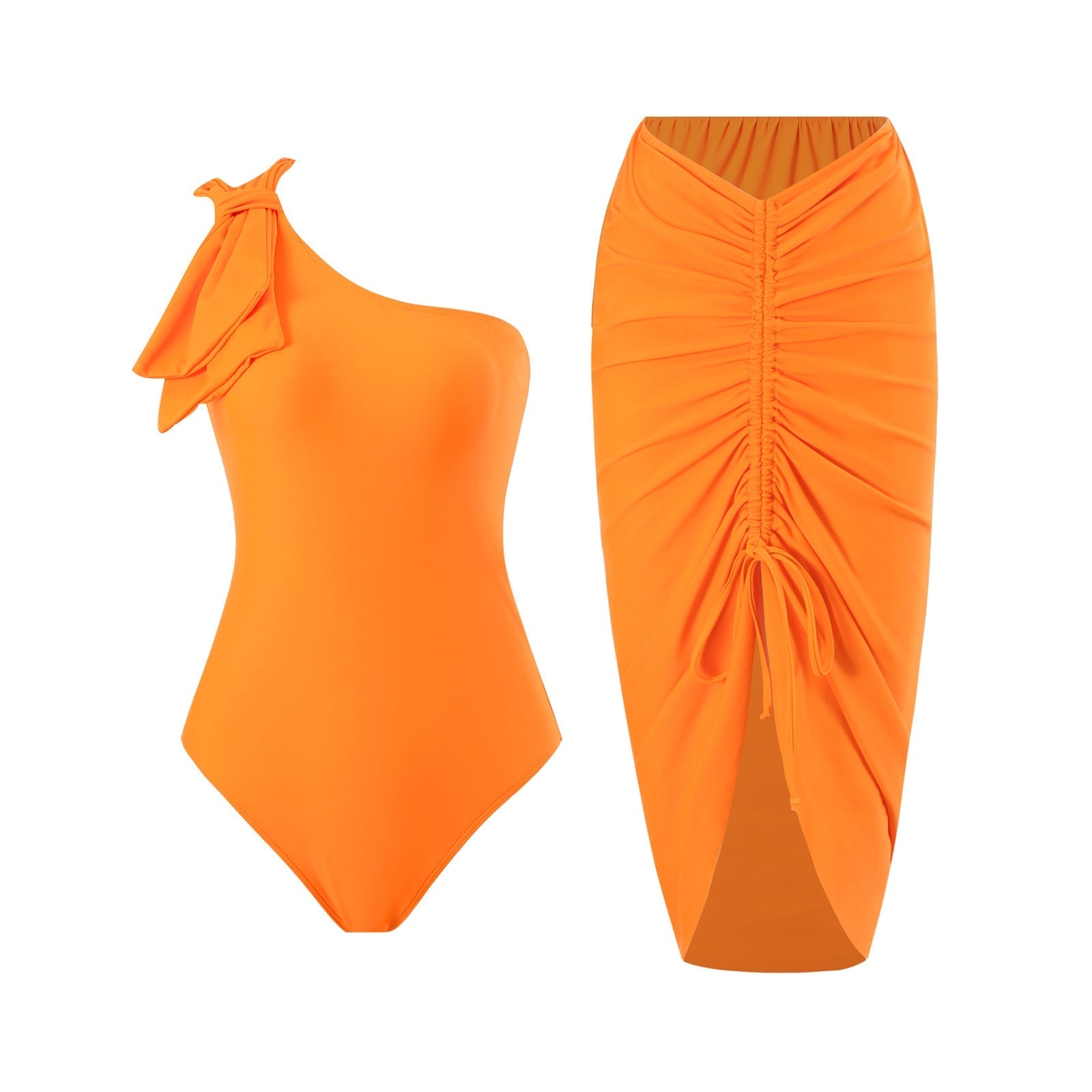 Sexy Swimsuit Women Spring One-Shoulder Swimsuit Chiffon Split Beach Skirt Set Bella Mia