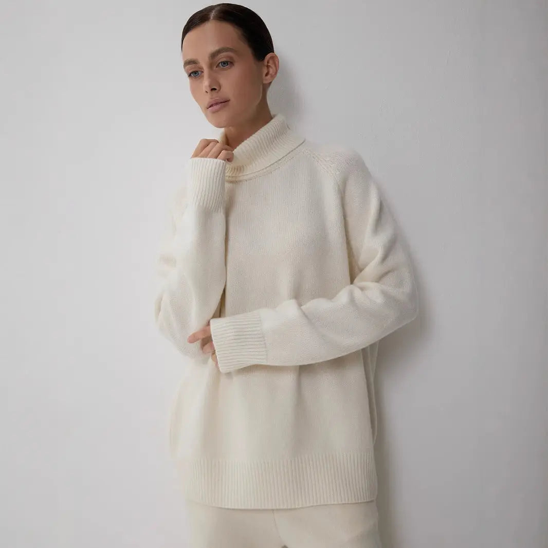 Women Loose Turtleneck Sweater Autumn Winter Casual Knit Thermal Pullover Bella Mia