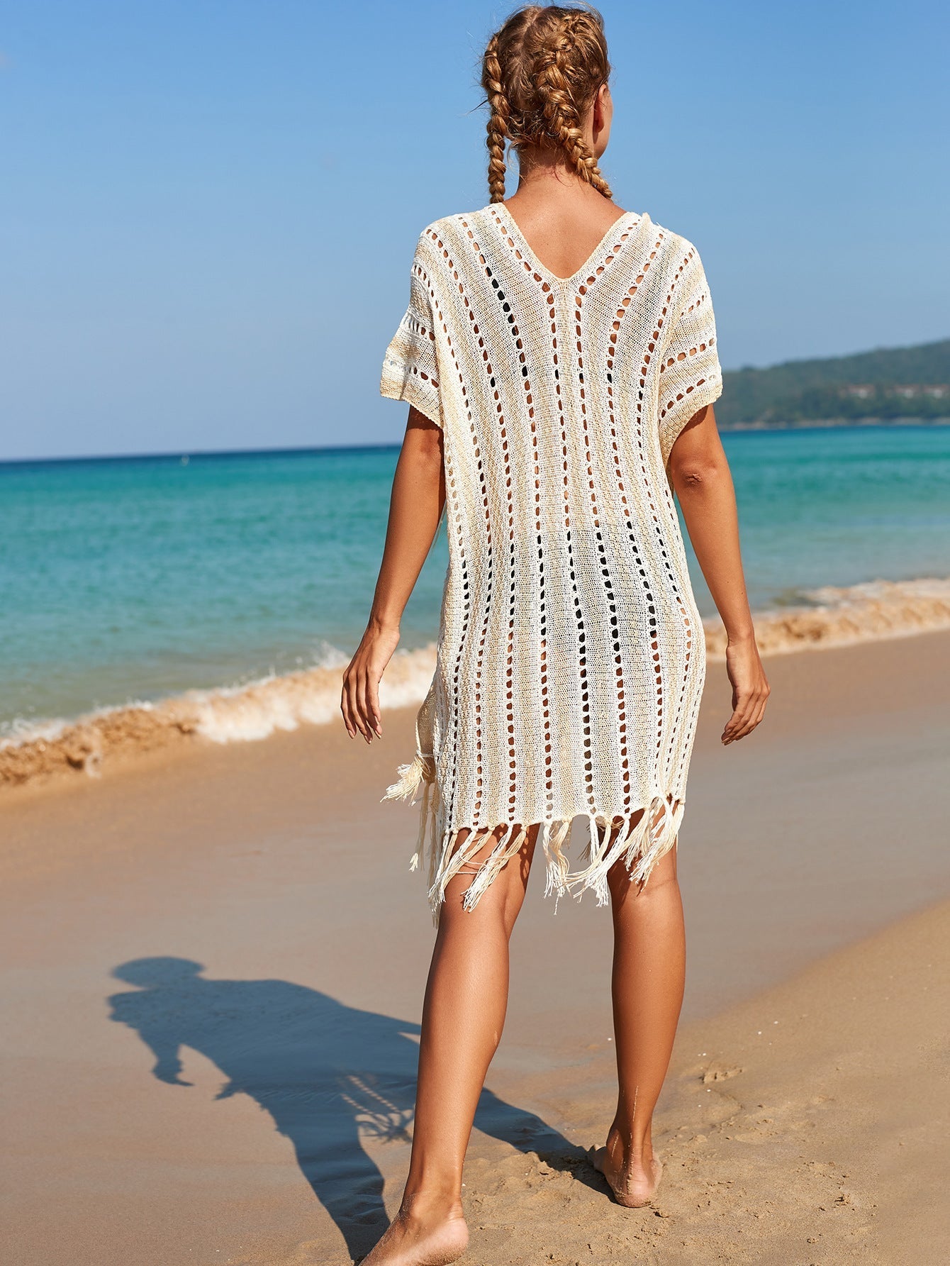 Knitted Hollow-out Headwear Blouse Holiday Casual Beach Bikini Cover 3 Colors Bella Mia