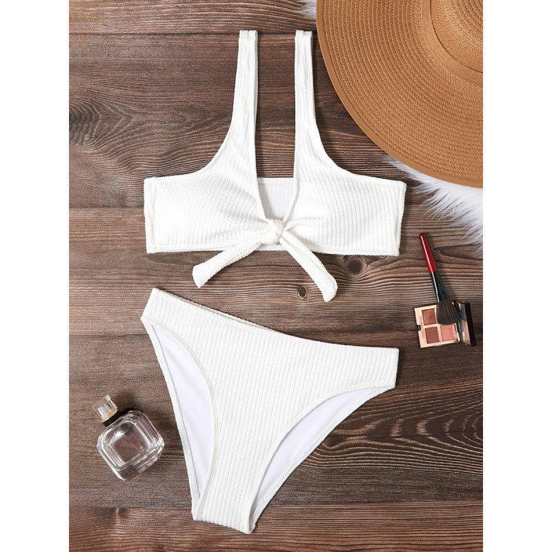 Swimsuit Women Split Sunken Stripe Solid Color Hollow Out Cutout Bikini Sexy Swimsuit Bella Mia