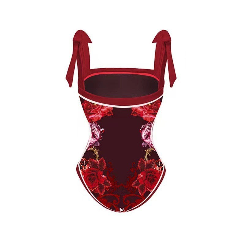 Conservative Sunscreen Swimsuit Women Vintage Printed Gauze Skirt Bikini Bella Mia