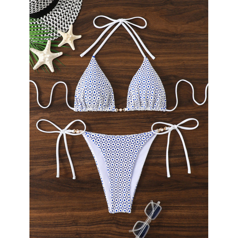 Swimsuit Women Three Point Bikini Sexy Lace Lace up Split Retro Swimsuit Bella Mia