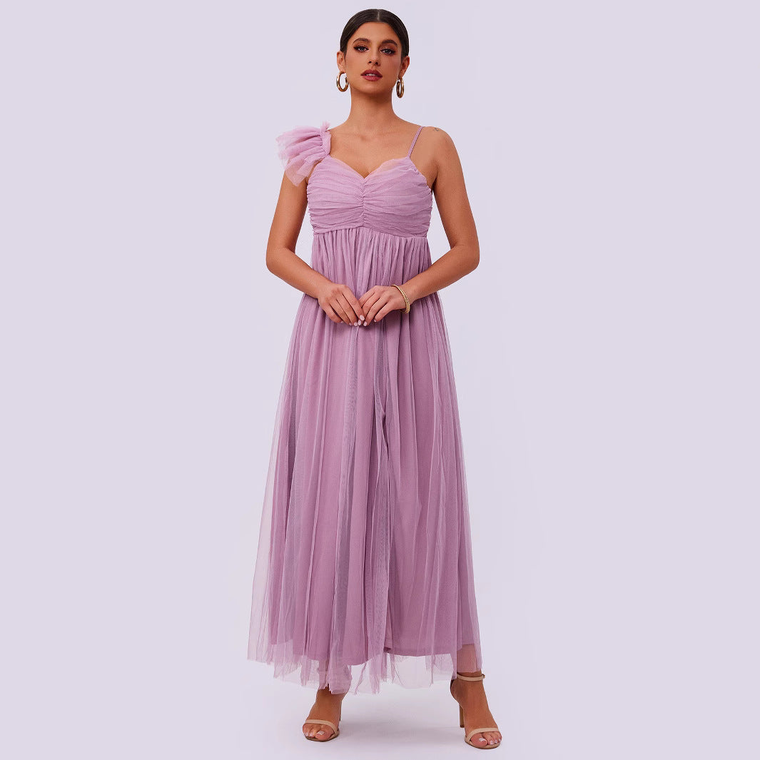 Mesh Sand Split Solid Color Dress Bella Mia