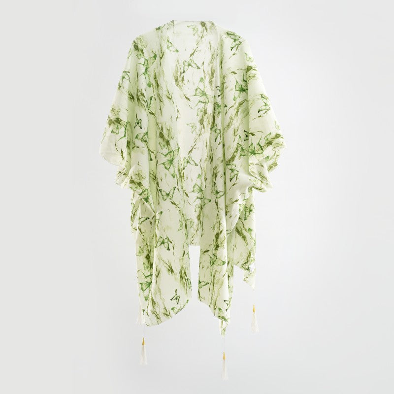 Outer Tower Women Spring Summer Blouse Sun Proof All Matching Tassel Shawl Simple Travel Beach Photo Bella Mia