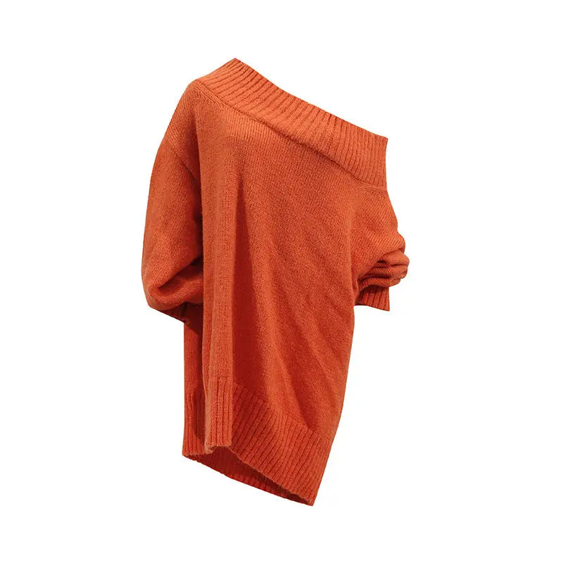 Casual Idle Loose Sweater Women Autumn Diagonal Collar Oversleeves Design Blouse Bella Mia