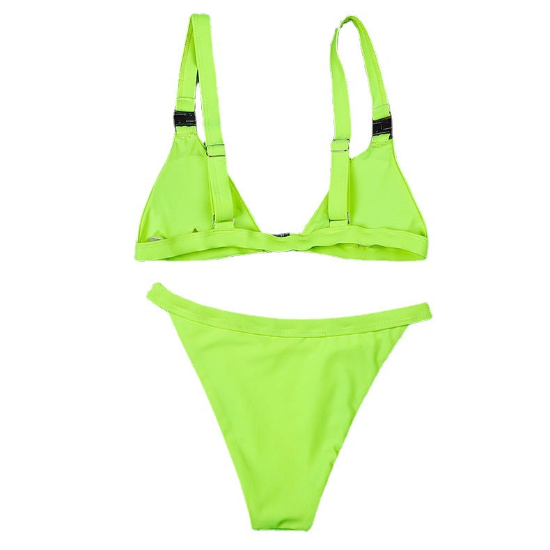 New Fashion Sexy Snap-on Lace-up Women Swimsuit Solid Color Split Bikini Bella Mia