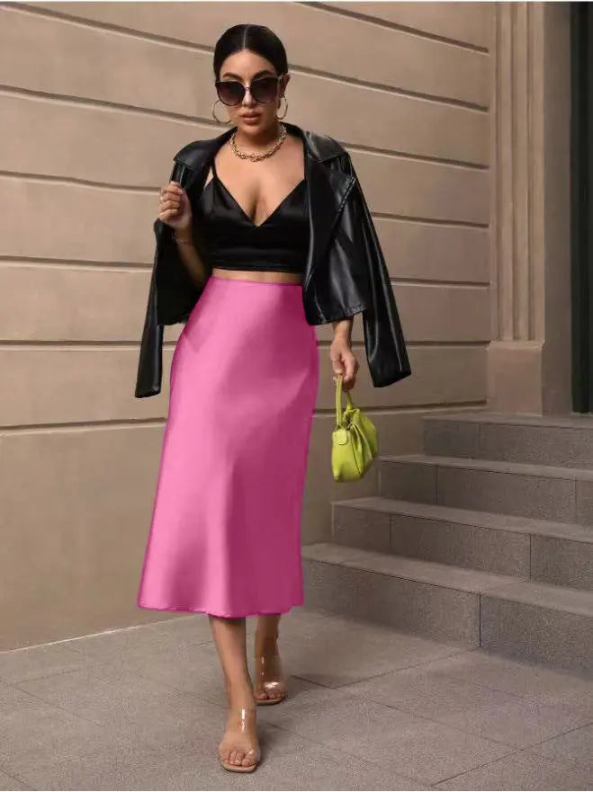 Hip Wrapped Fishtail Skirt Satin Mid Length Skirt Autumn Women Clothing Direct Bella Mia