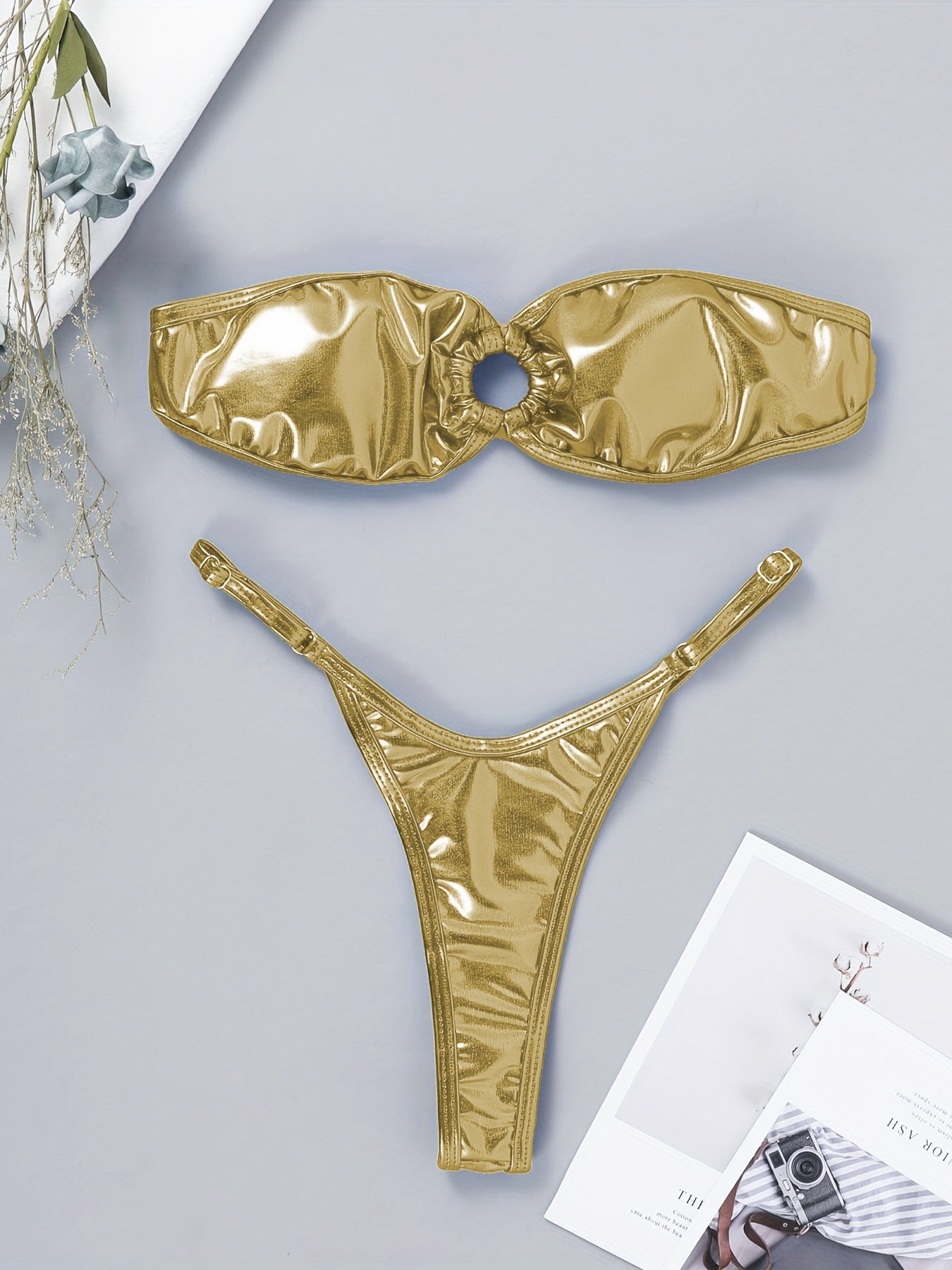 Bikini Split Swimsuit Golden Tube Top Sexy Backless Swimsuit Split Bikini Bikini Bella Mia