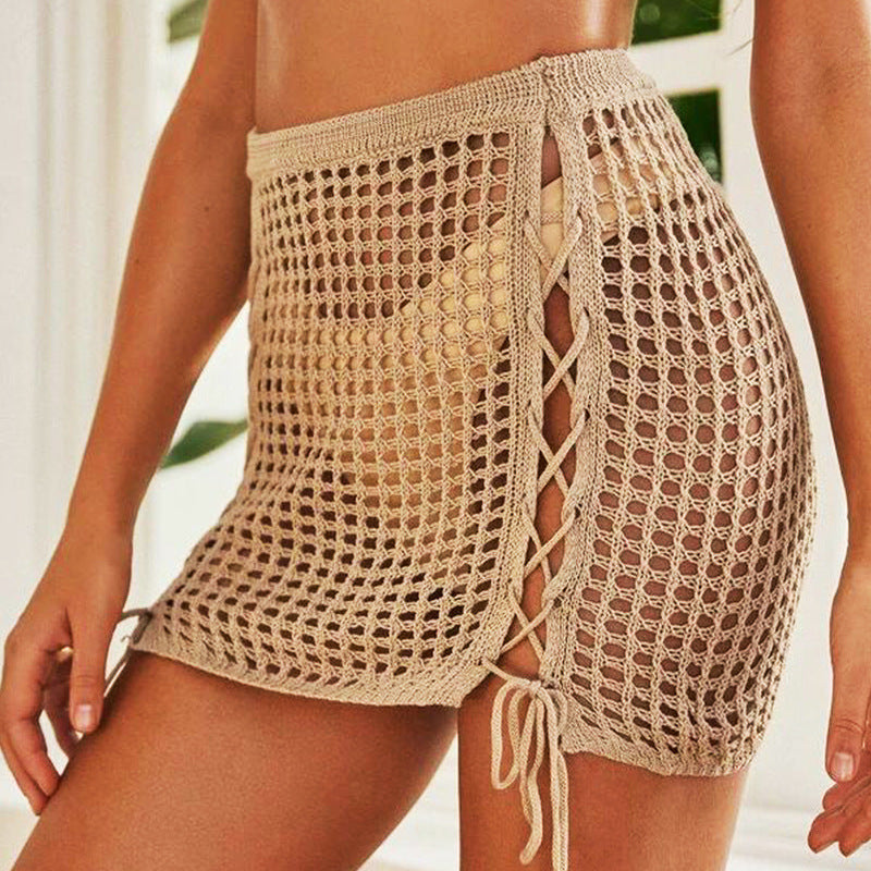 Skirt Women Knitted Sexy Cutout Drawstring Beach Bikini Beach Skirt Women Bella Mia