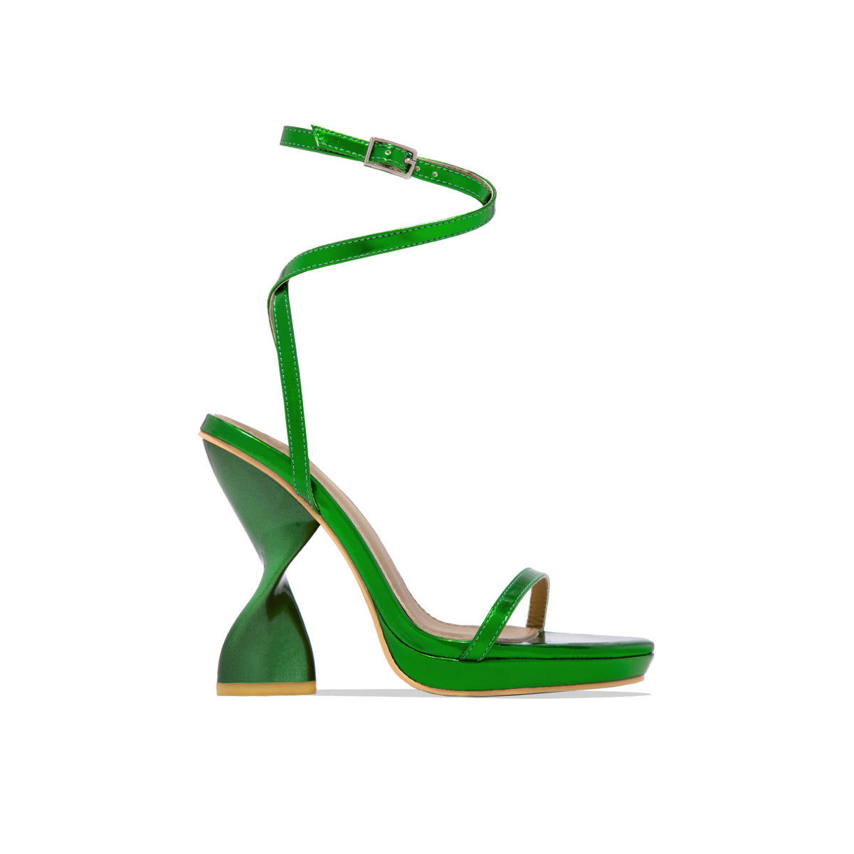 11cm Gold Green Purple Thick High Heel plus Size 2cm Front Platform Sandals plus Size Women Walking Shoes Heels Bella Mia