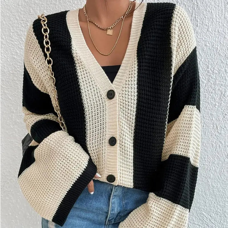 Color block striped knit cardigan Miss Sparkling