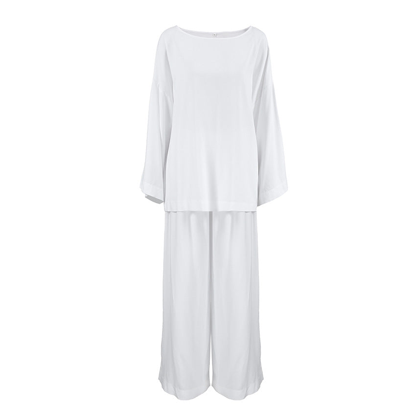 Fall Arrival Loose Casual Simple Homewear Modal Long Sleeved Trousers Women Pajamas Bella Mia