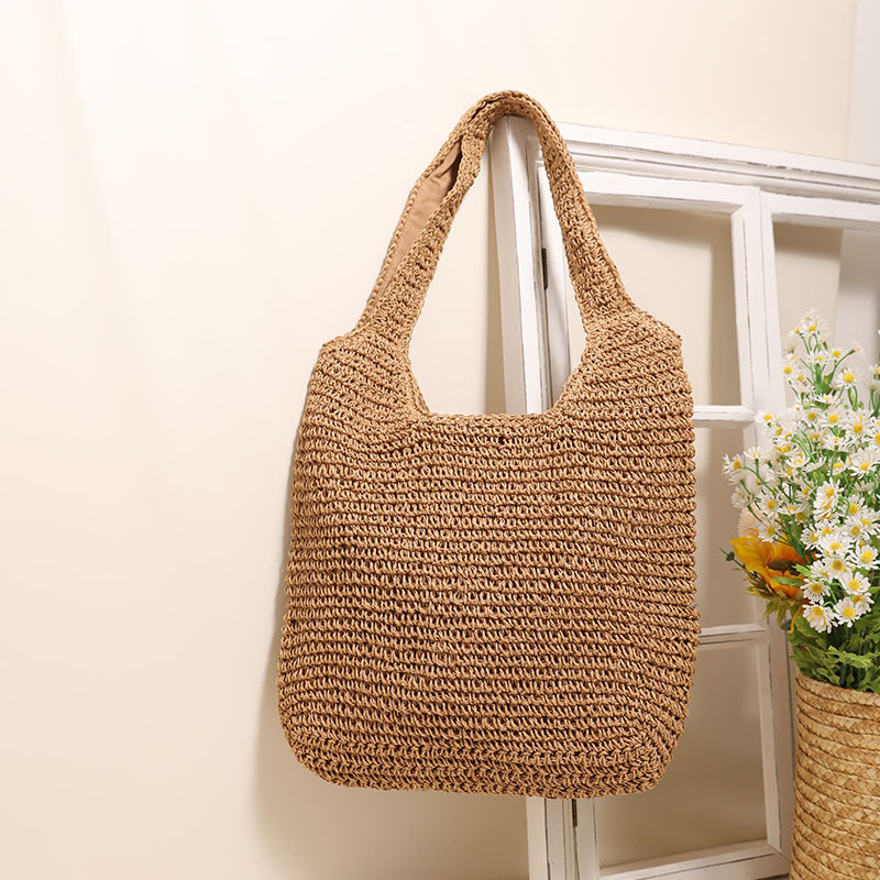 Large Capacity Shoulder Straw Bag Simple Straw Bag Woven Bag Vacation Beach Bag Casual Women Bag Bella Mia