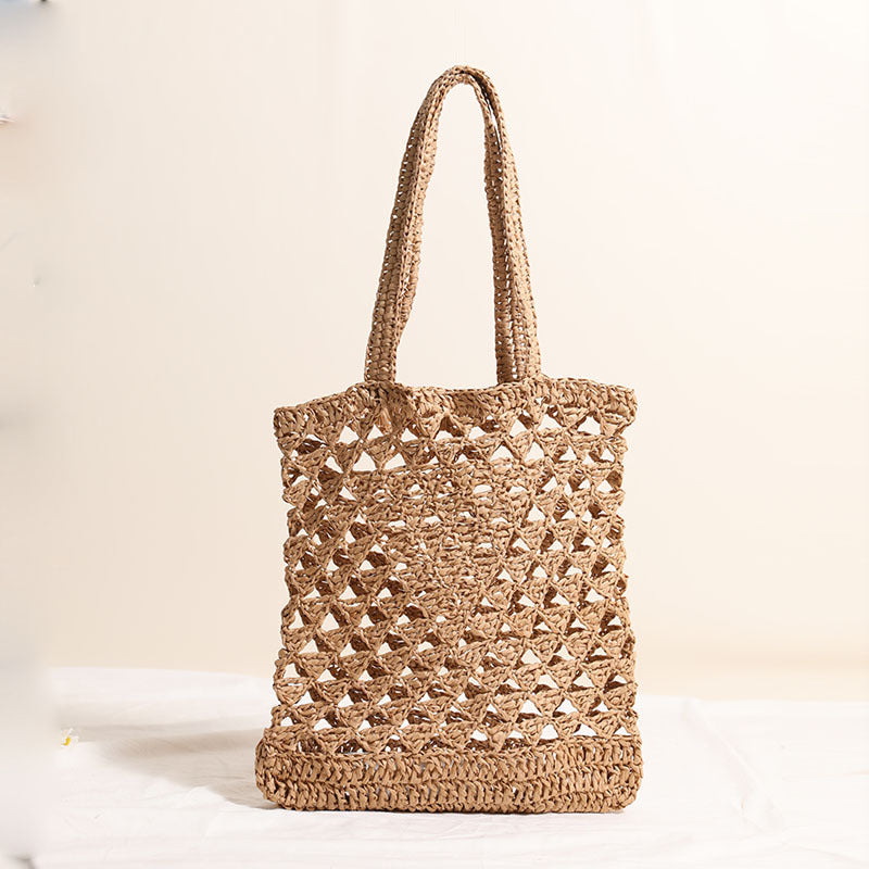 One Shoulder Straw Bag Casual Hollow Out Cutout out Woven Bag Vacation Beach Bag Women Bag Bella Mia