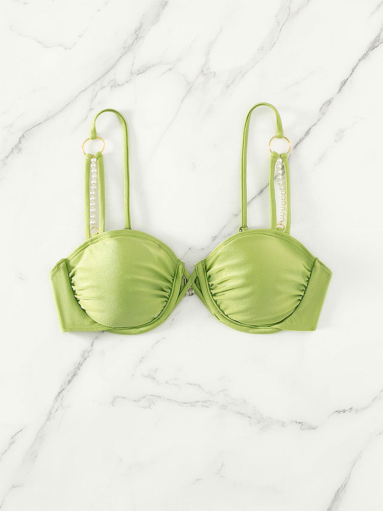 Fresh Sexy Solid Color Bikini Unlined Top Steel Bracket Push up Beach Swimsuit Bella Mia