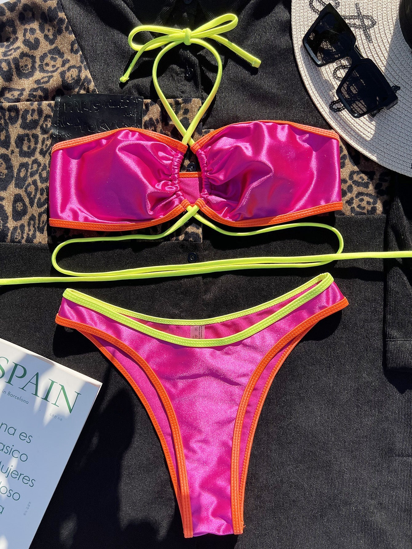 Women Seperated Swimwear Metallic Glossy Bandage Sexy Bikini Bella Mia