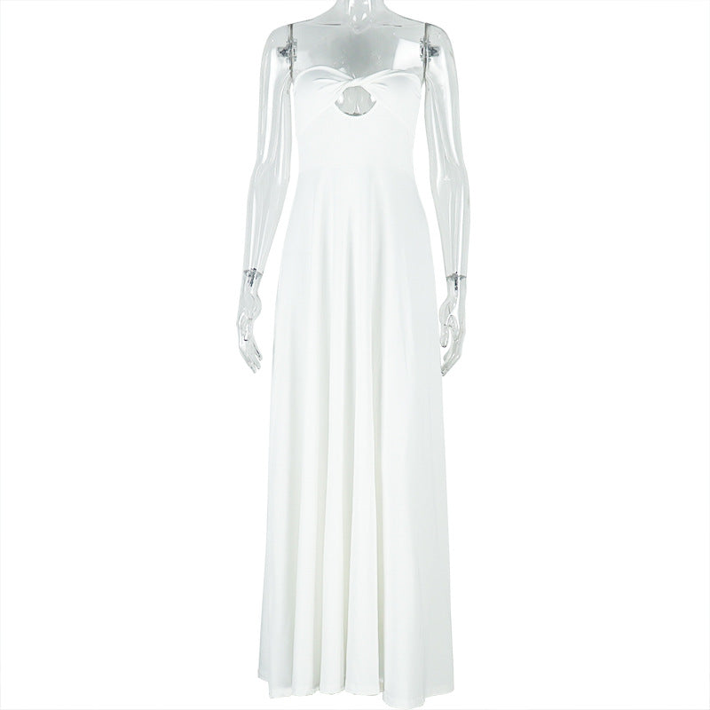 Women Clothing Soft Solid Color Light Floating Princess Dress Elegant Graceful Sling Sleeveless Length Dress Bella Mia