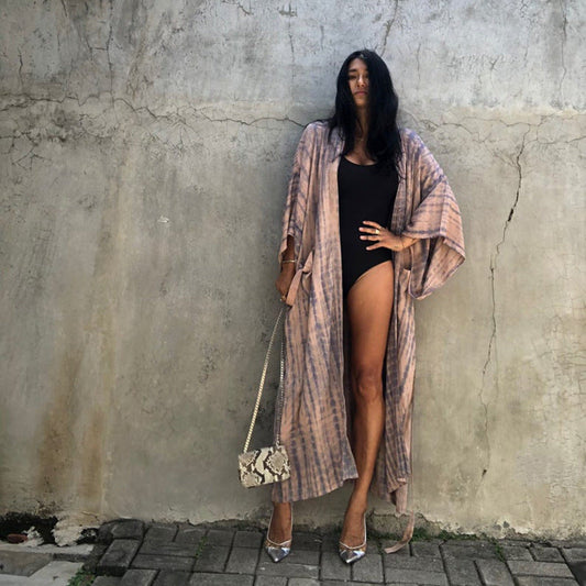 Sun-Protective Clothing Lace Printing Sun Protection Shirt Long Sleeve Beach Vacation Bikini Outwear Blouse Bella Mia