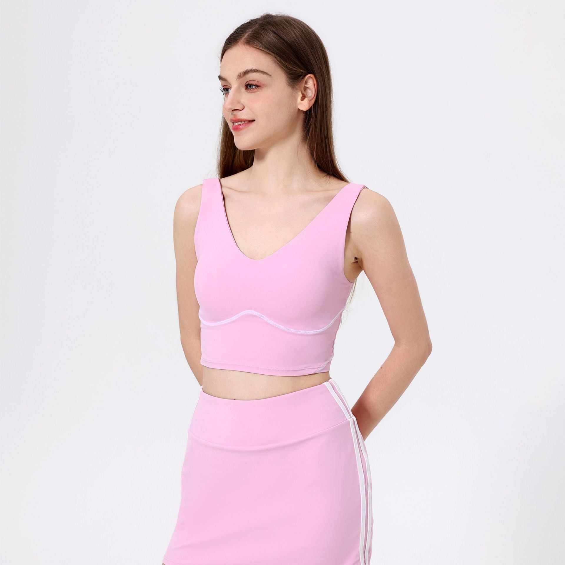 Slim Fitting Back Shaping Contrast Color Yoga Vest Nude Feel Abdominal Exercising Band Chest Pad Non Running Cup Sports Underwear Outdoor Vest Bella Mia