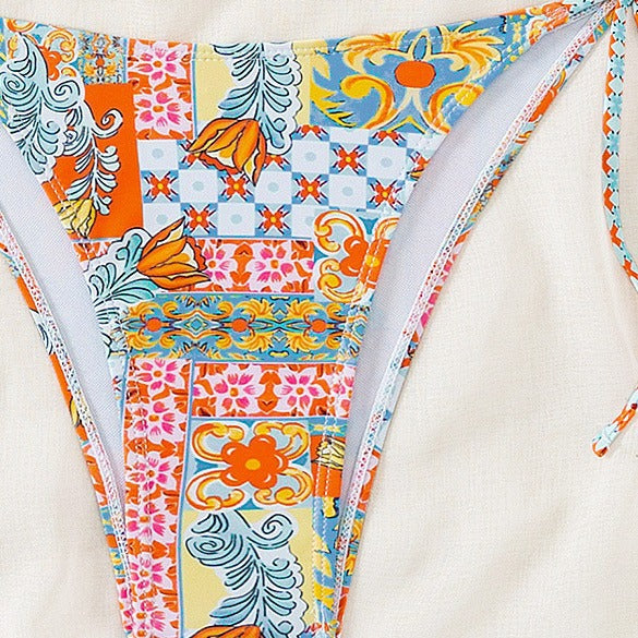 Bikini Triangle Cup Printed Lace up Sexy Bikini Swimsuit Swimwear Women Bella Mia