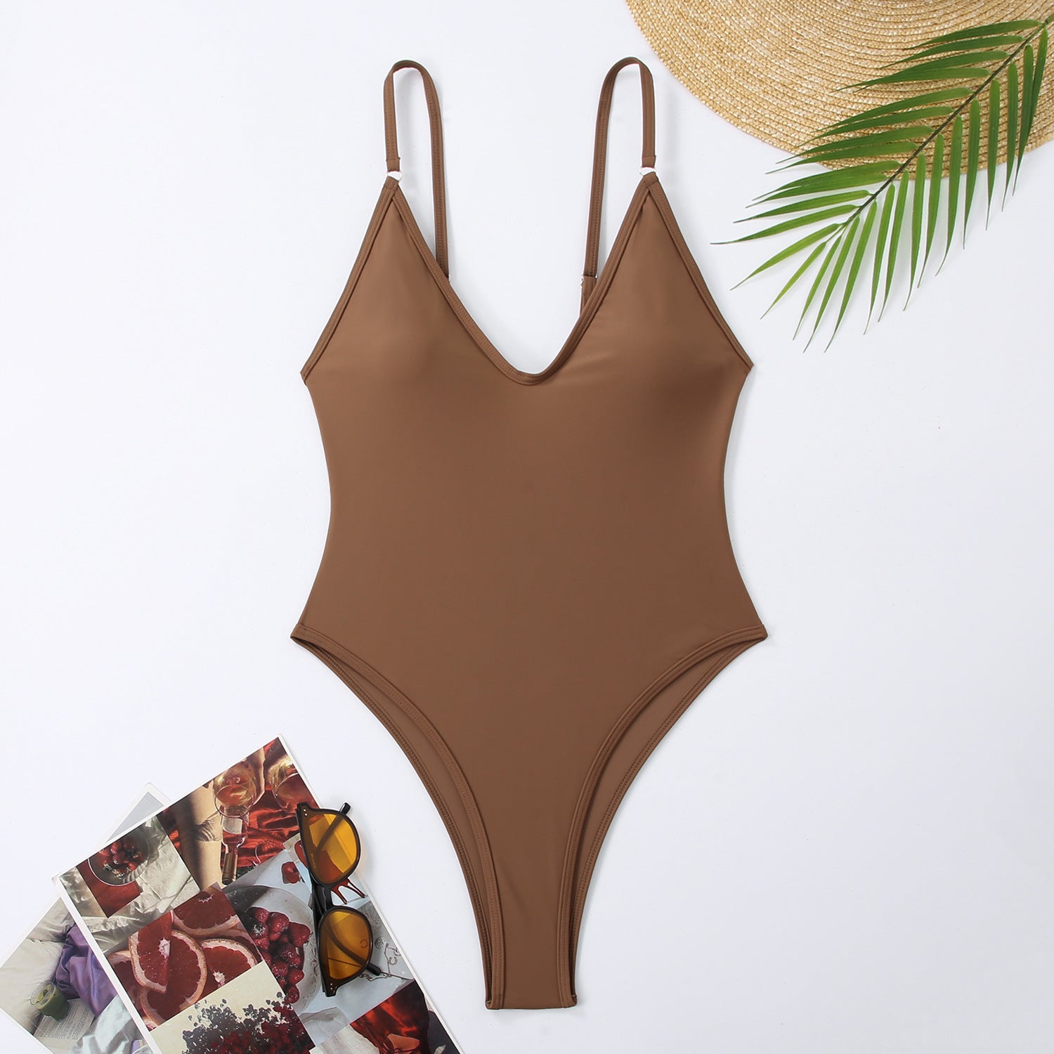 One Piece Swimsuit Women V neck Adjustable Shoulder Strap Sexy Tight Swimsuit High Grade Spring Swimsuit Bella Mia