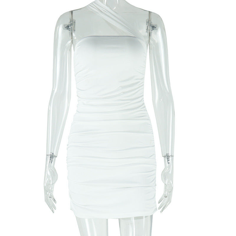 Women Clothing Solid Color Halter Dress Sexy Slim Fit Sheath Short Dress Bella Mia