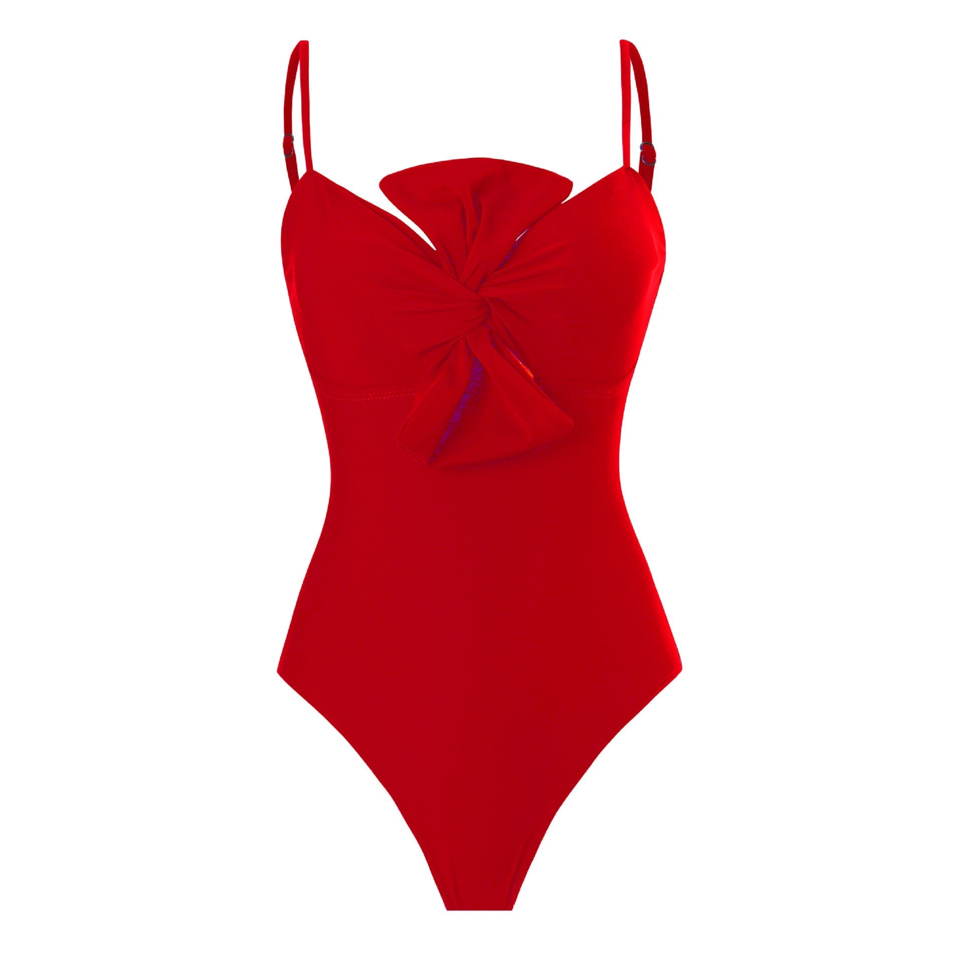 Bow Solid Color One Piece Women Swimwear Suit French Retro Cover Belly Slimming Swimsuit Bella Mia